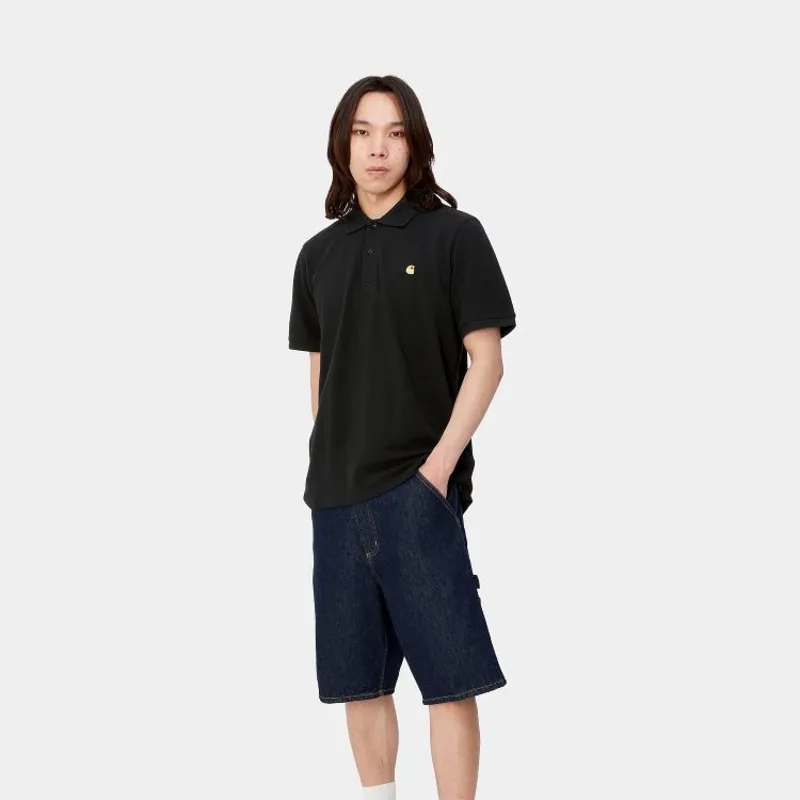 Carhartt WIP Chase Pique Polo - Black/Gold-2
