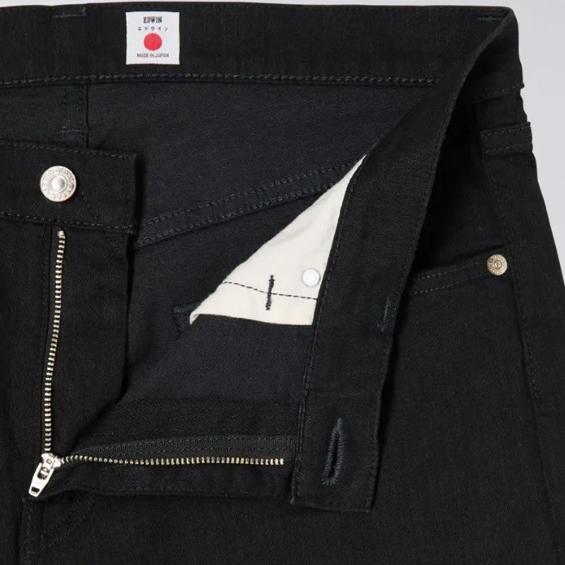 Edwin Regular Tapered Kaihara Stretch - Black Rinsed-2
