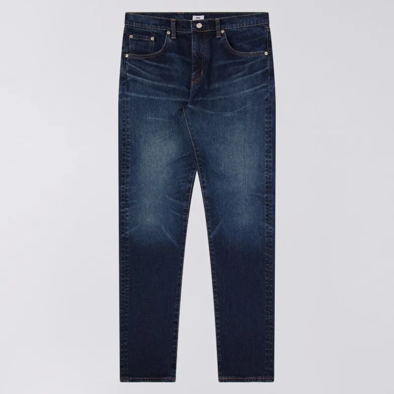 Edwin Slim Tapered Kaihara Pure Indigo Stretch Denim - Blue Mid Dark Used-1