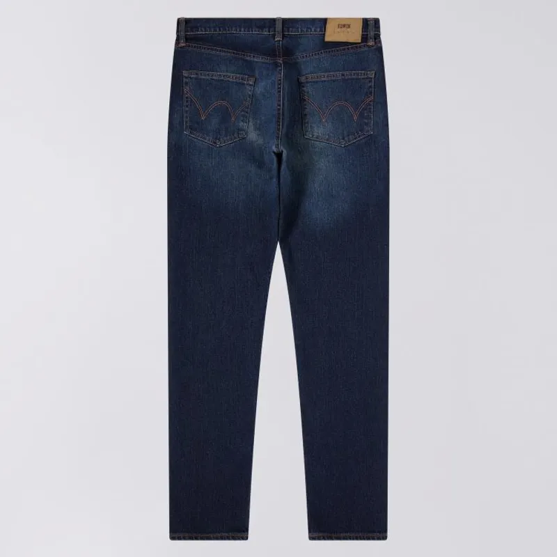 Edwin Slim Tapered Kaihara Pure Indigo Stretch Denim - Blue Mid Dark Used