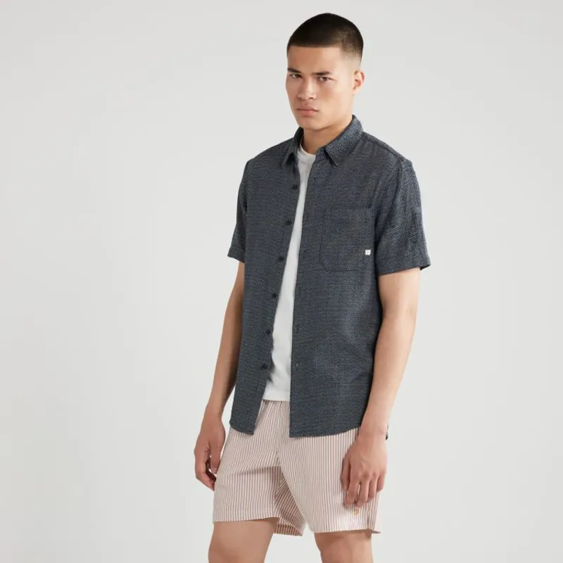Farah Denzie SS Jacquard Shirt - True Navy-1