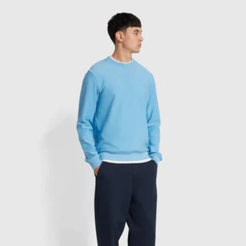 Farah Galli Twill Crew Sweatshirt - Arctic Blue-1