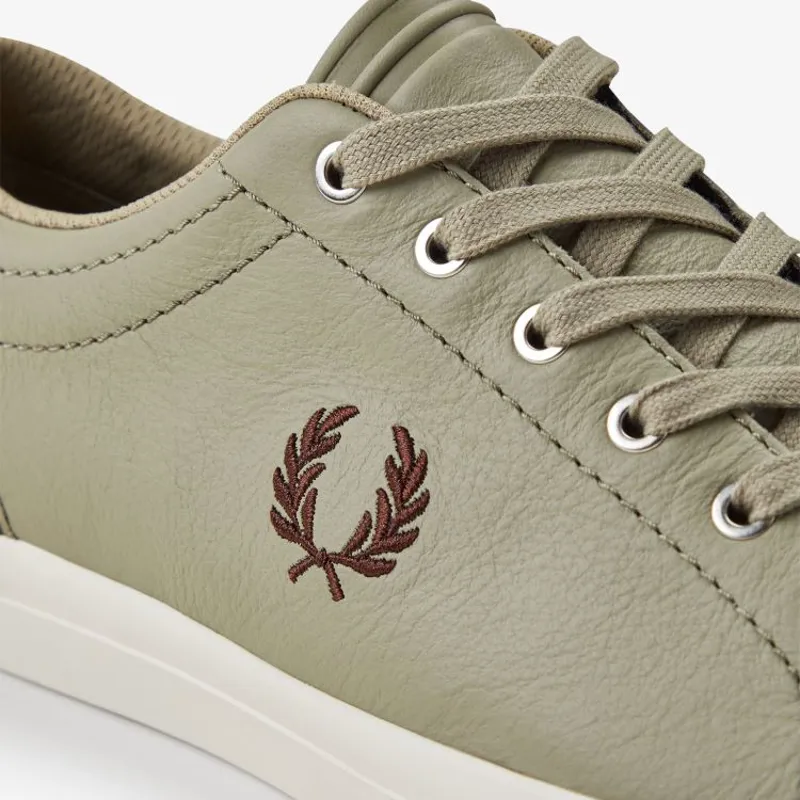 Fred Perry Baseline Leather - Warm Grey/Brick-2