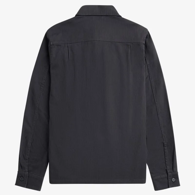 Fred Perry Herringbone Overshirt - Anchor Grey-1