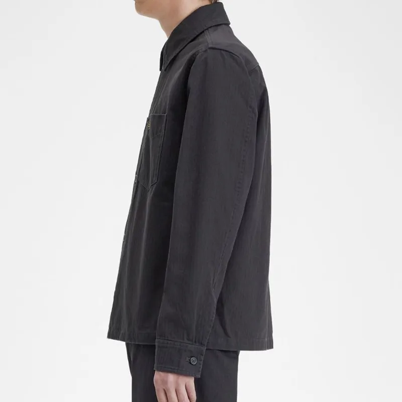 Fred Perry Herringbone Overshirt - Anchor Grey-3