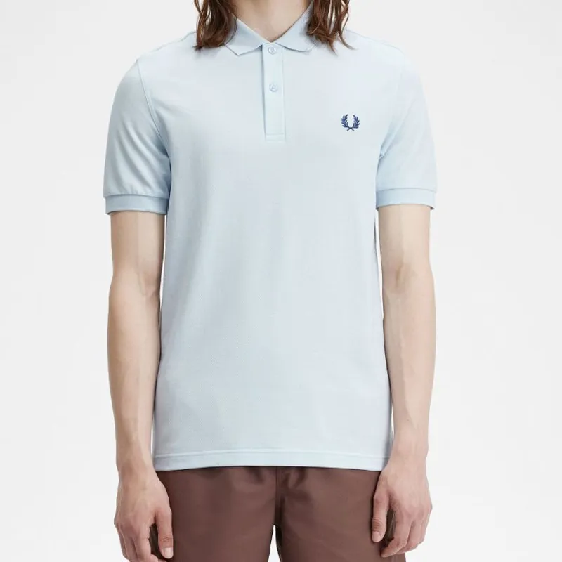 Fred Perry Plain Polo Shirt M6000 - Light Ice/Midnight Blue-3