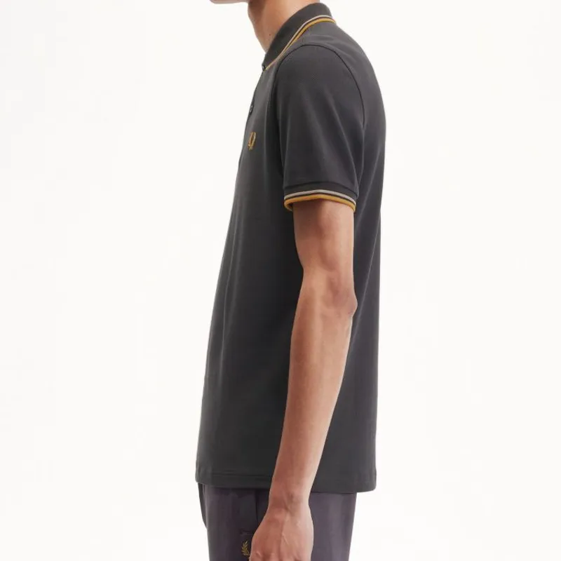 Fred Perry Twin Tipped Polo Shirt M3600 - Anchor Grey/Warm Stone/Dark Caramel-4