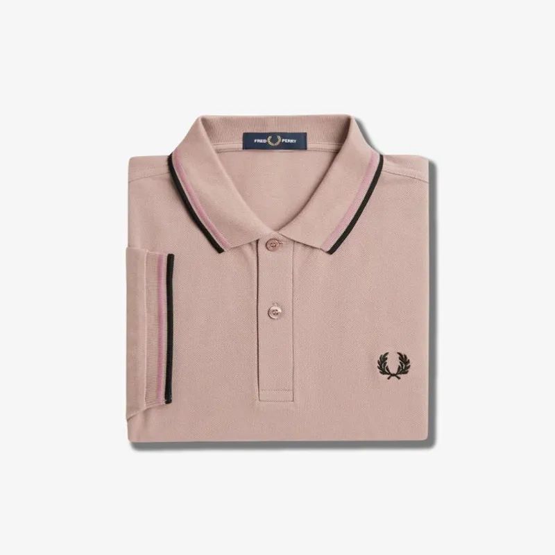 Fred Perry Twin Tipped Polo Shirt M3600 - Dark Pink/Dusty Rose/Black-1