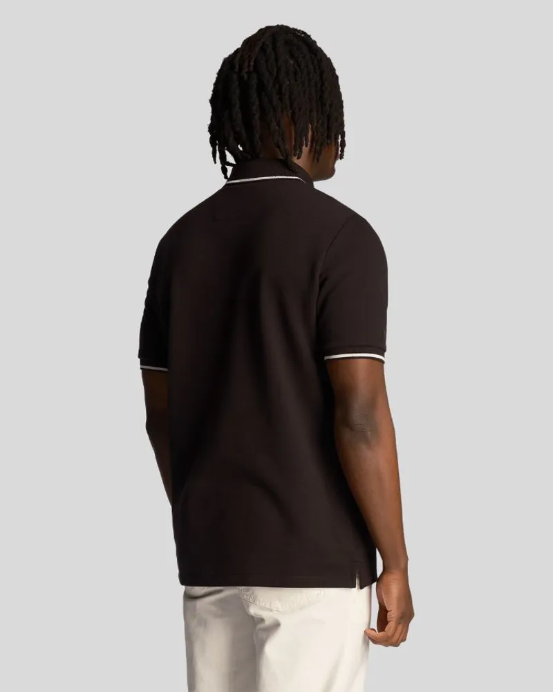 Lyle and Scott Flatback Pique Tipped Polo Shirt - Lacquer-2