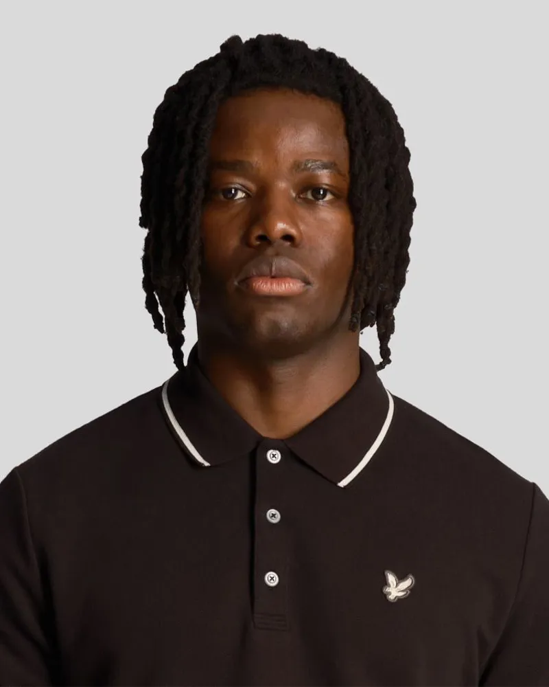 Lyle and Scott Flatback Pique Tipped Polo Shirt - Lacquer-3