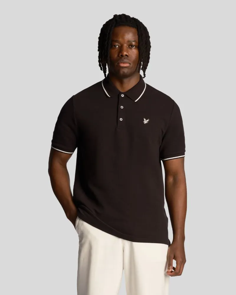 Lyle and Scott Flatback Pique Tipped Polo Shirt - Lacquer-1