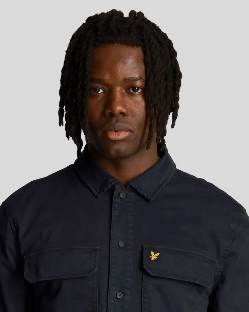 Lyle and Scott Garment Dyed Overshirt - Dark Navy-3