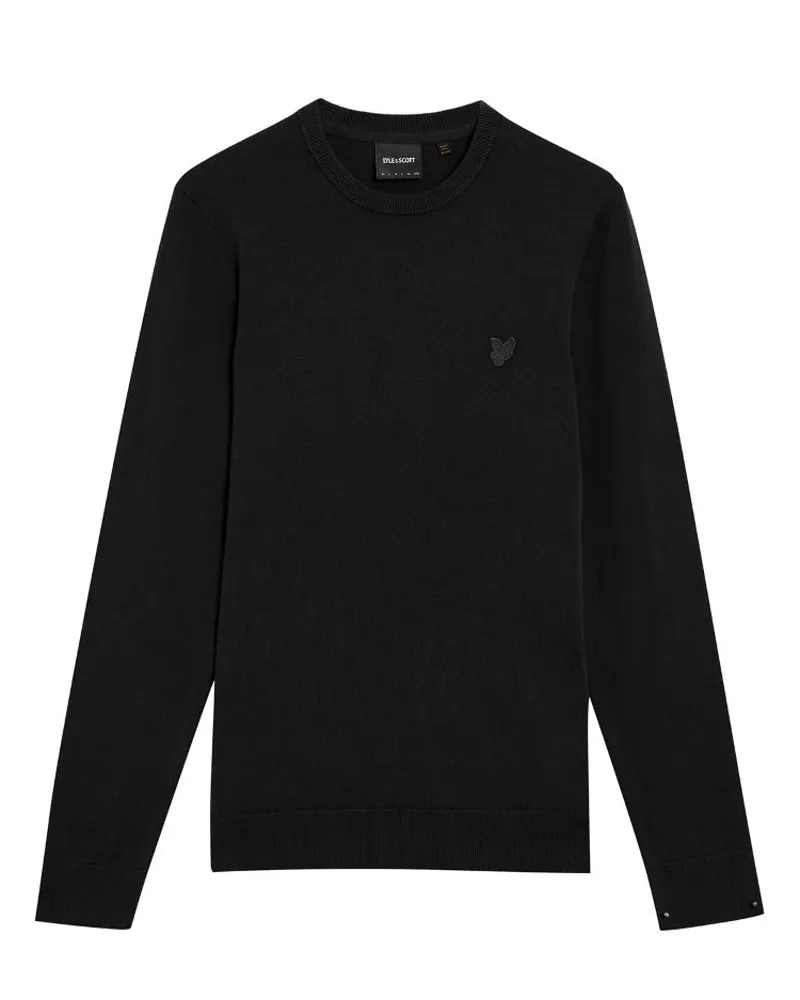 Lyle and Scott Tonal Eagle Crew Neck Jumper - Jet Black-4