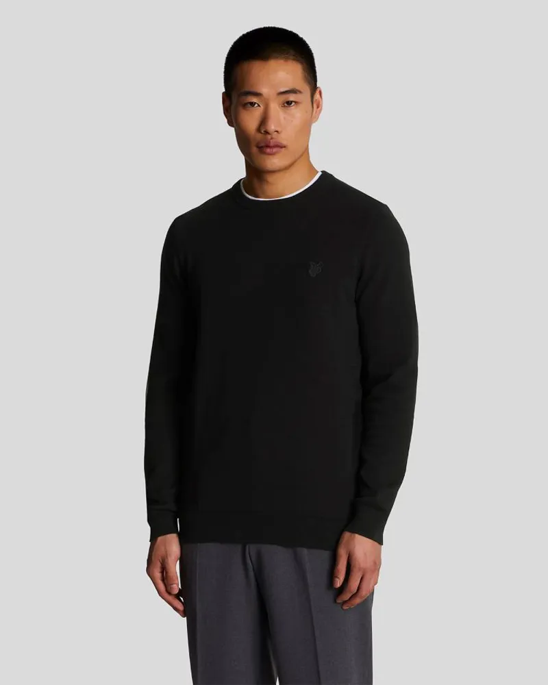 Lyle and Scott Tonal Eagle Crew Neck Jumper - Jet Black