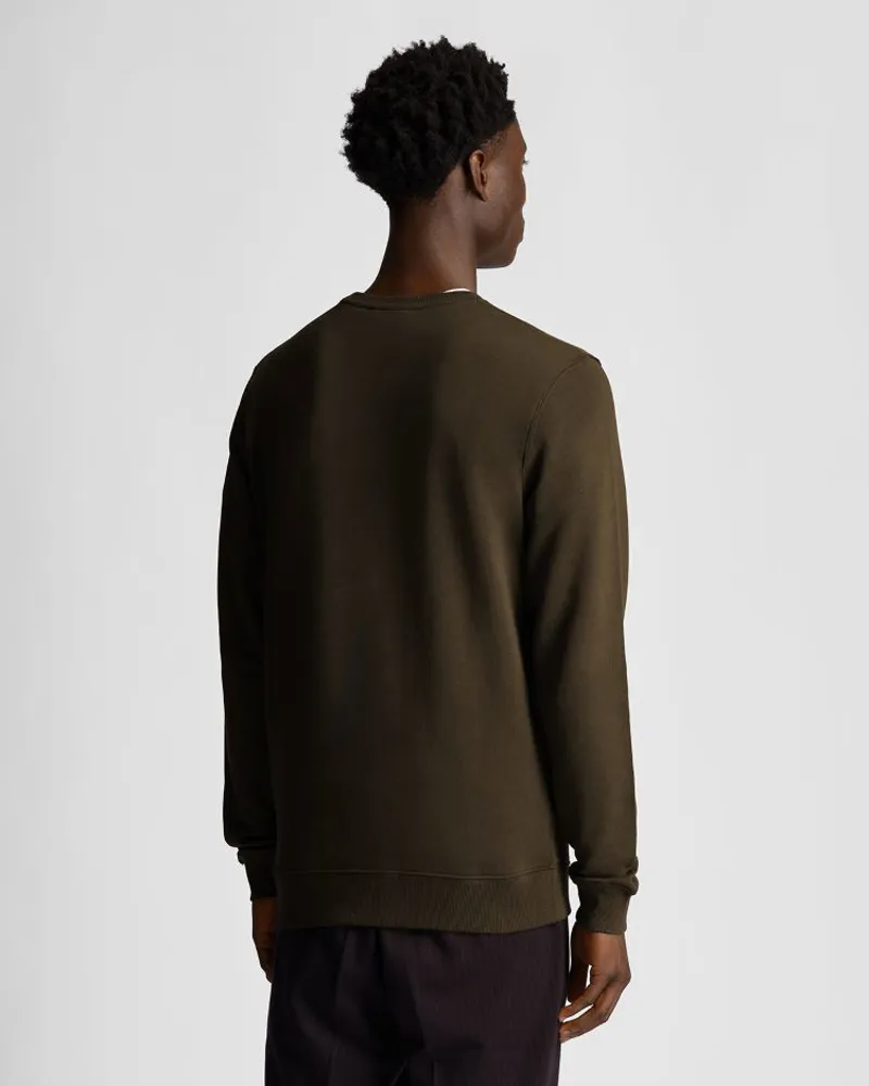 Lyle and Scott Tonal Eagle Crew Neck Sweat - Olive-2
