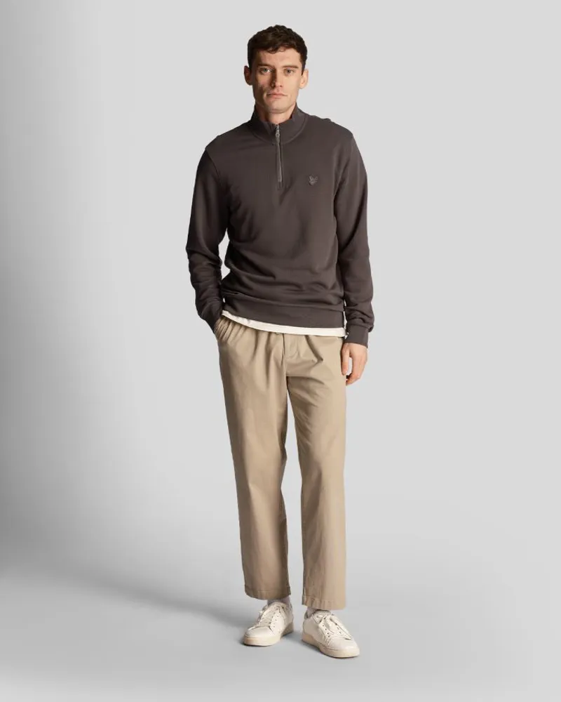 Lyle and Scott Tonal Eagle Quarter Zip Sweat - Gunmetal-1