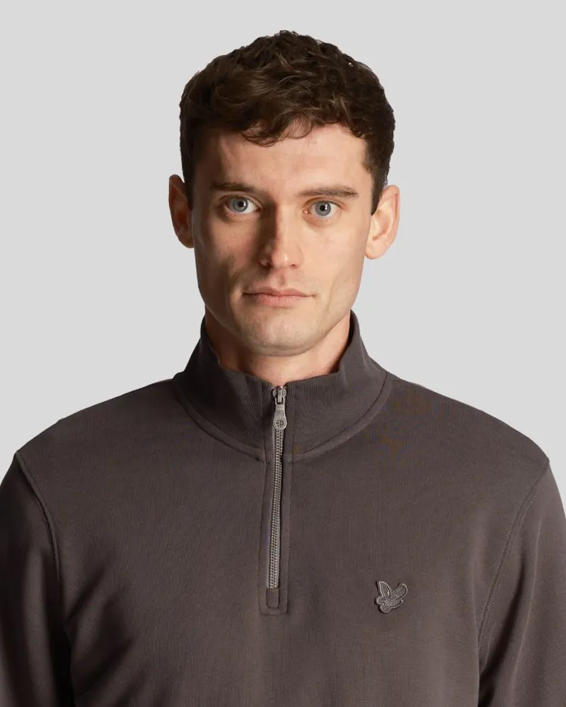 Lyle and Scott Tonal Eagle Quarter Zip Sweat - Gunmetal-3