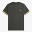 Fred Perry Striped Cuff T-Shirt - Field Green