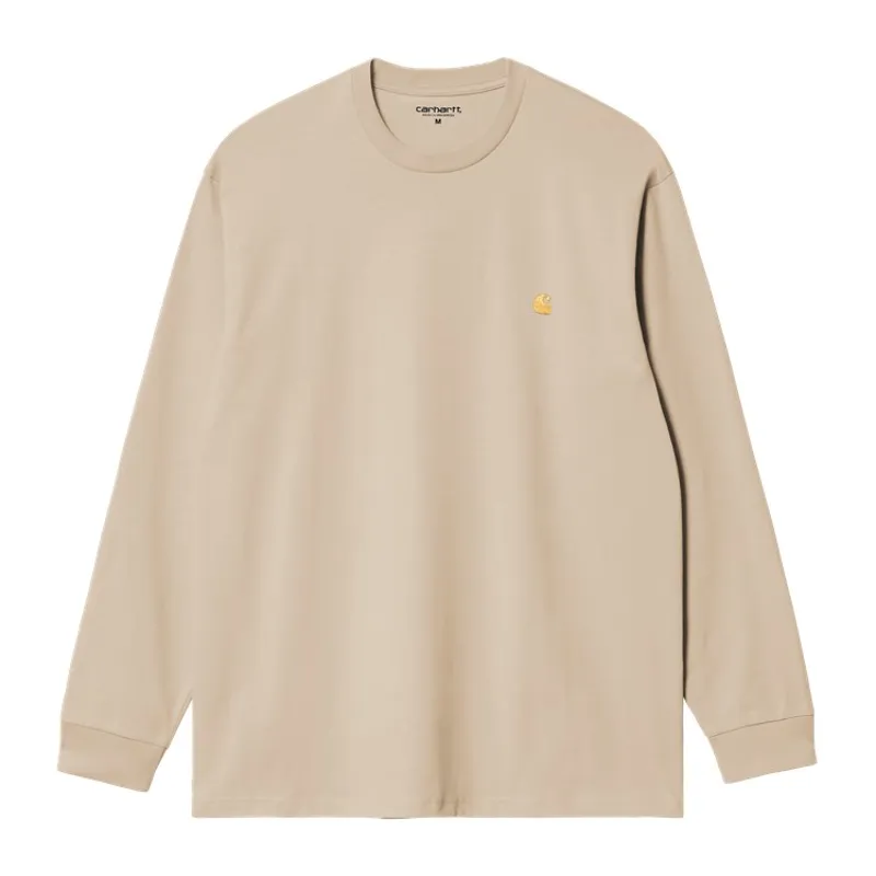 Carhartt WIP LS Chase T-Shirt - Fleur De Sel/Gold