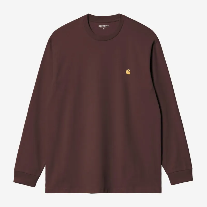 Carhartt WIP LS Chase T-Shirt - Palisander/Gold
