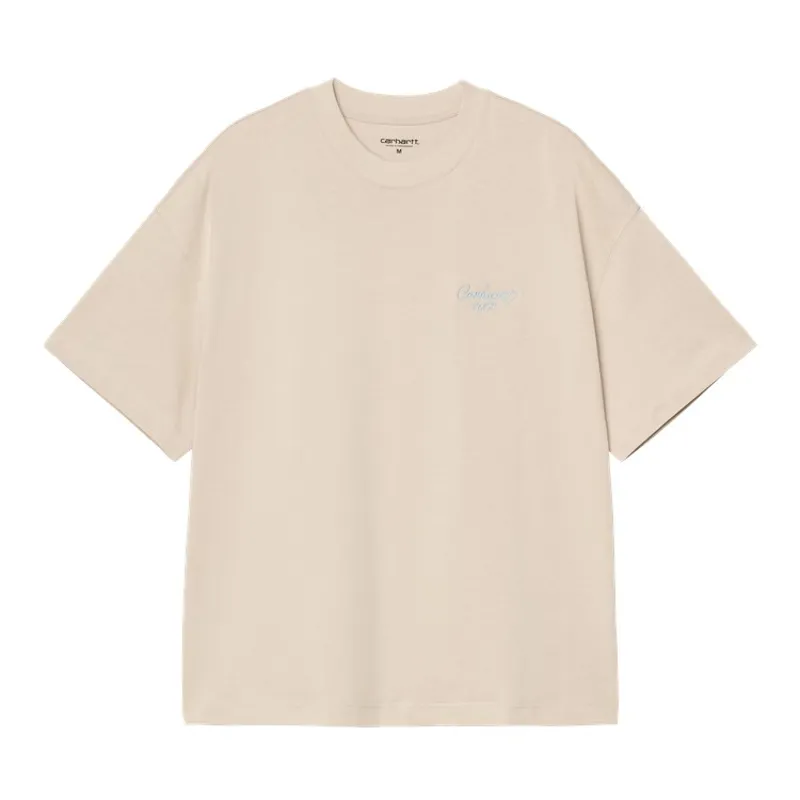 Carhartt WIP Signature Script T-Shirt - Fleur De Sel/Citadel