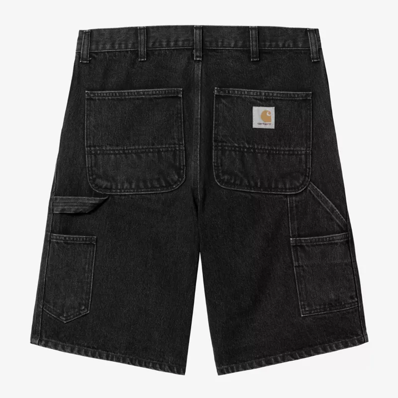 Carhartt WIP Single Knee Short - Black Stone Washed-1