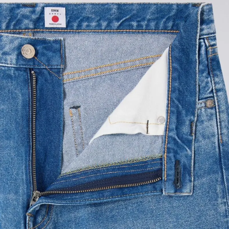 Edwin Loose Jeans Kaihara Pure Indigo Openend Denim - Blue Mid Light Used-2