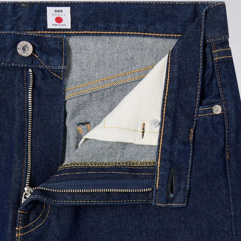 Edwin Regular Straight Kaihara Pure Indigo Openend Denim - Blue Rinsed-2