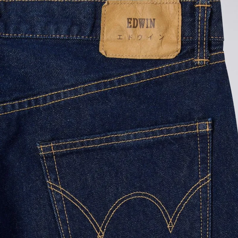 Edwin Regular Straight Kaihara Pure Indigo Openend Denim - Blue Rinsed-3