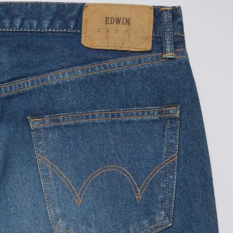 Edwin Regular Tapered Kaihara Pure Indigo Openend Denim - Blue Dark Used-4