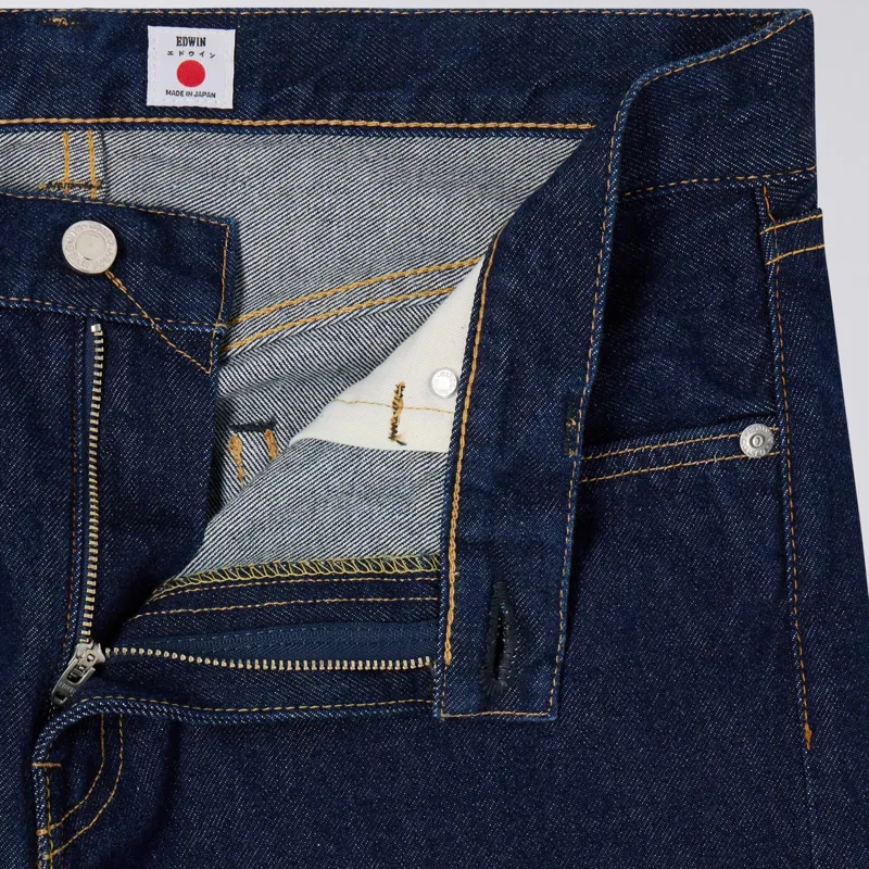 Edwin Regular Tapered Kaihara Pure Indigo Openend Denim - Blue Rinsed-3