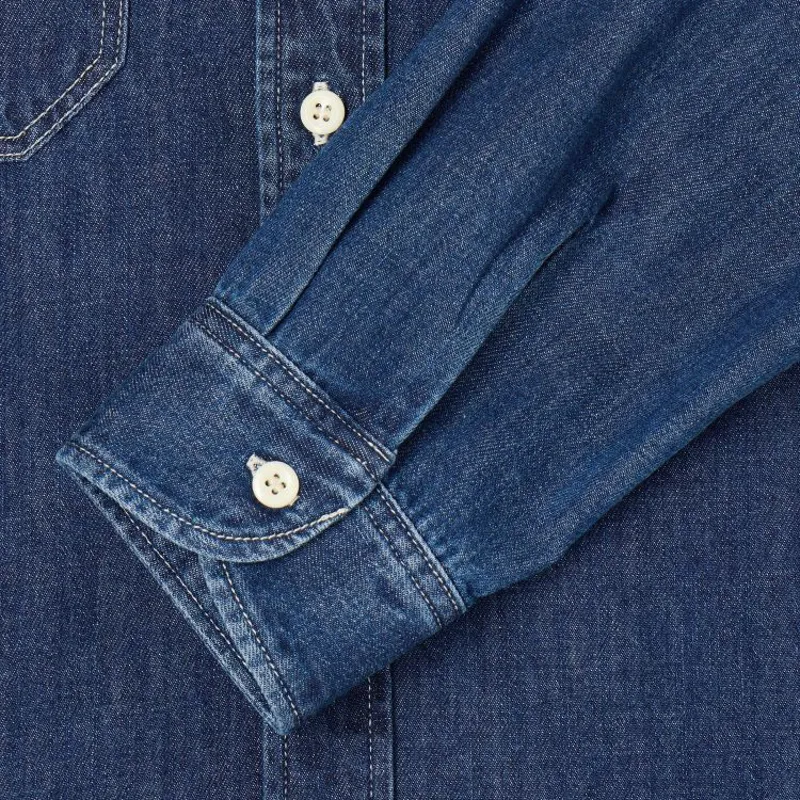 Edwin Work Shirt - Blue Dark Used-3