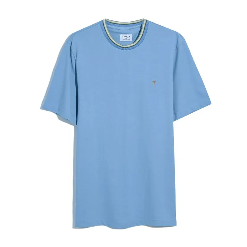 Farah Alvin Tipped T-Shirt - Powder Blue