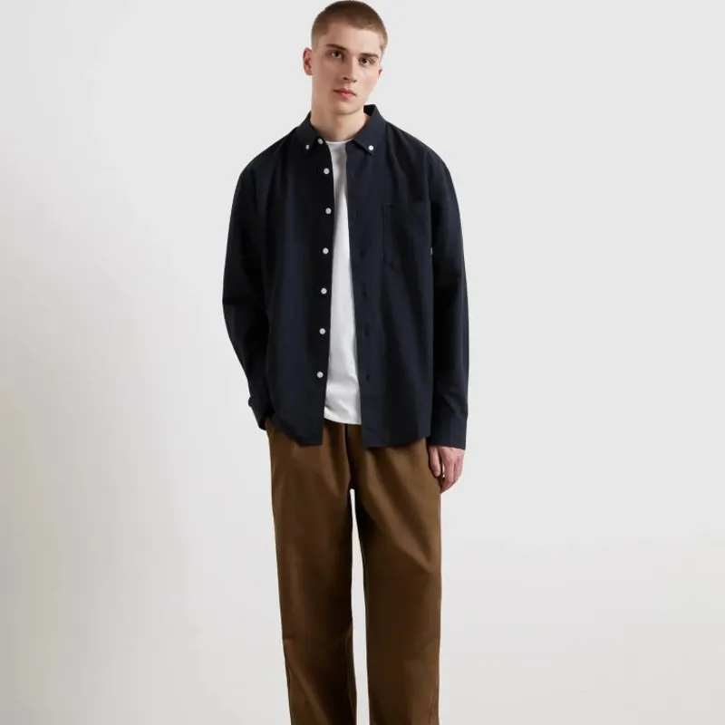 Farah Brewer Box LS Shirt - True Navy-2