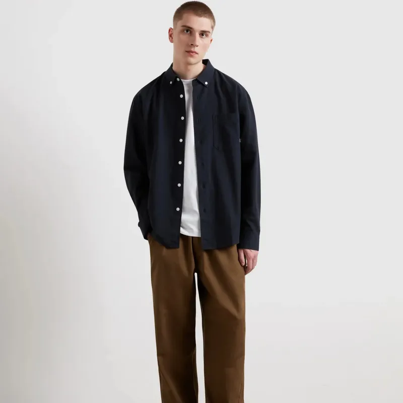 Farah Brewer F Tab LS Shirt - True Navy-2