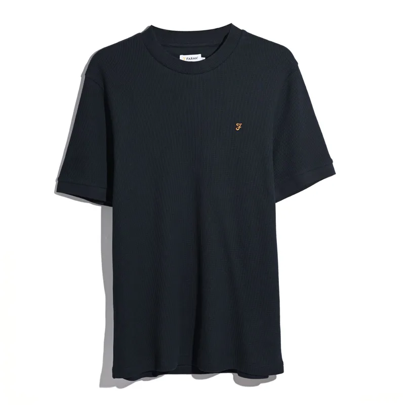 Farah Paine Waffle T-Shirt - True Navy