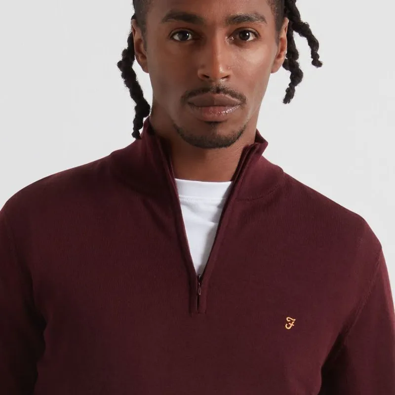 Farah Redchurch Merino 1/4 Zip - Bordeaux-1