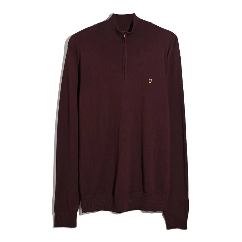 Farah Redchurch Merino 1/4 Zip - Bordeaux