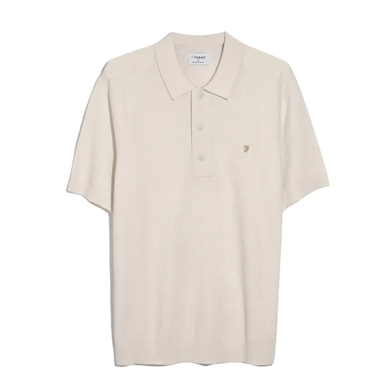 Farah Thornley Knitted Polo Shirt - Ecru
