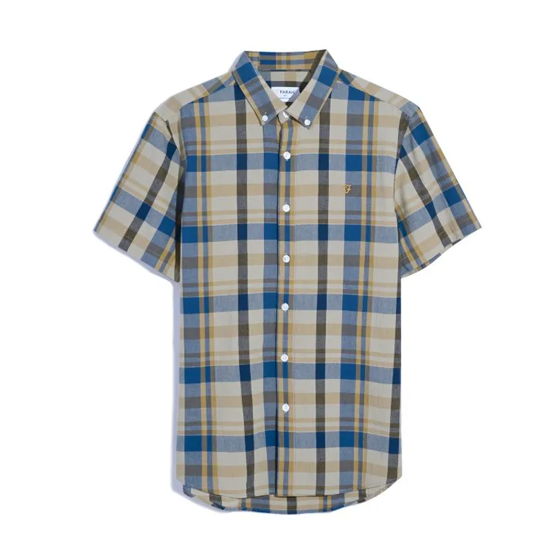Farah Wylan Check SS Shirt - Hazelnut