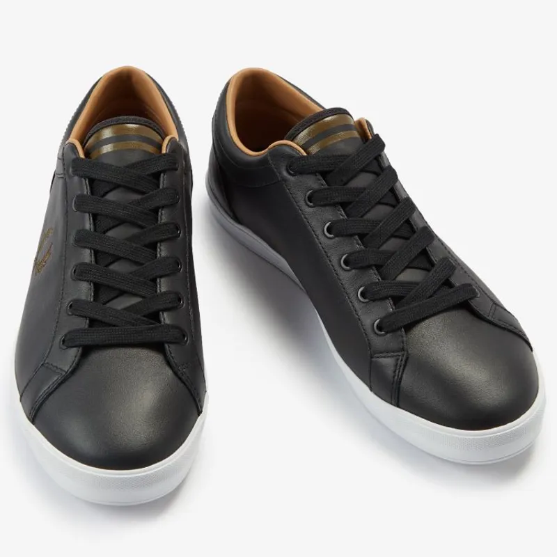 Fred perry baseline leather black best sale