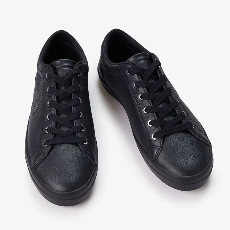 Fred Perry Baseline Leather - Black/Laurel Wreath Green-1