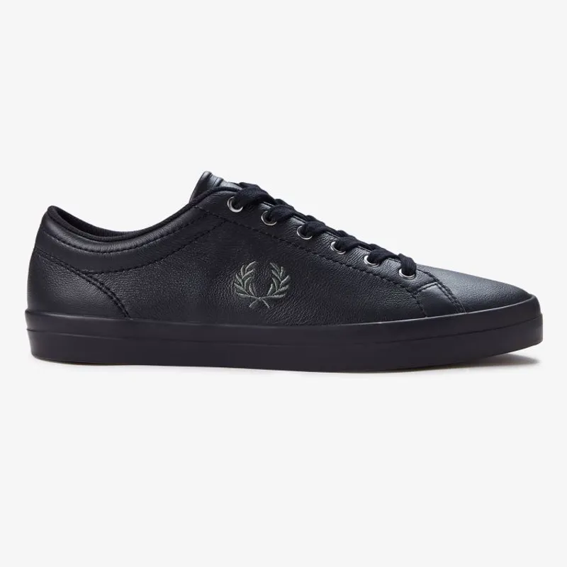 Fred Perry Baseline Leather - Black/Laurel Wreath Green