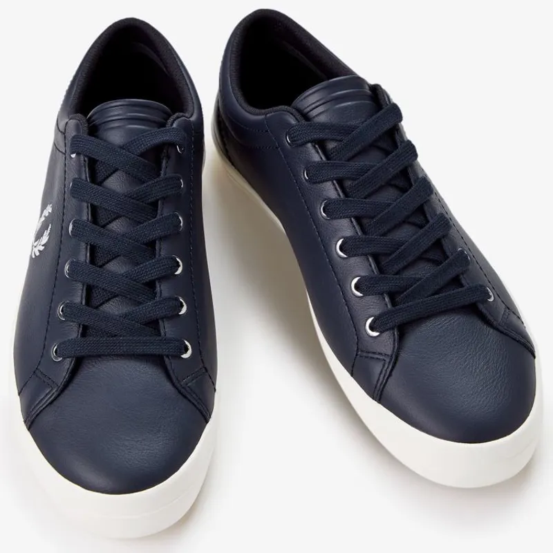 Fred Perry Baseline Leather - Navy/Snow White-1