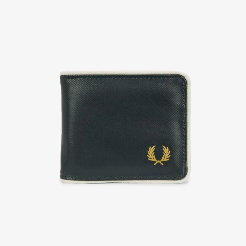 Fred Perry Coated Polyester Billfold Wallet - Night Green/Ecru