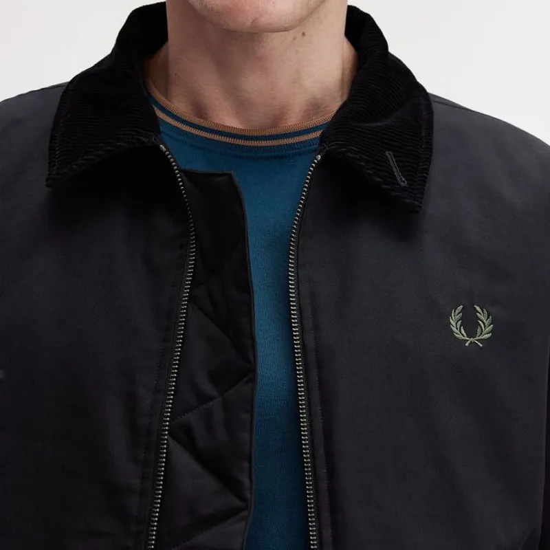 Fred Perry Cotton Caban Jacket - Black-3