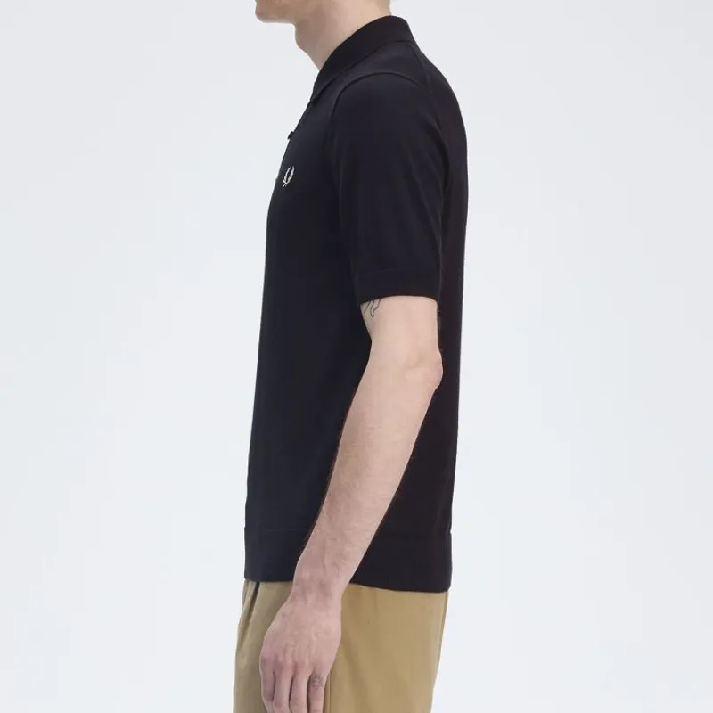 Fred Perry Cotton Knitted Shirt - Black-3