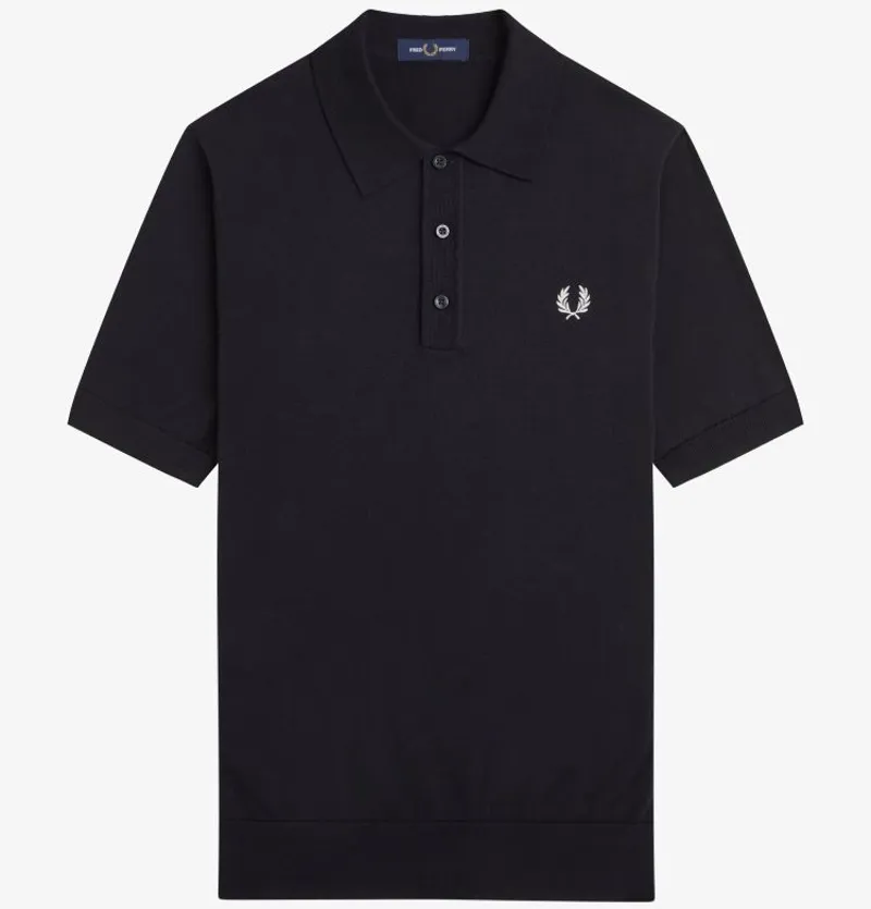 Fred Perry Cotton Knitted Shirt - Black