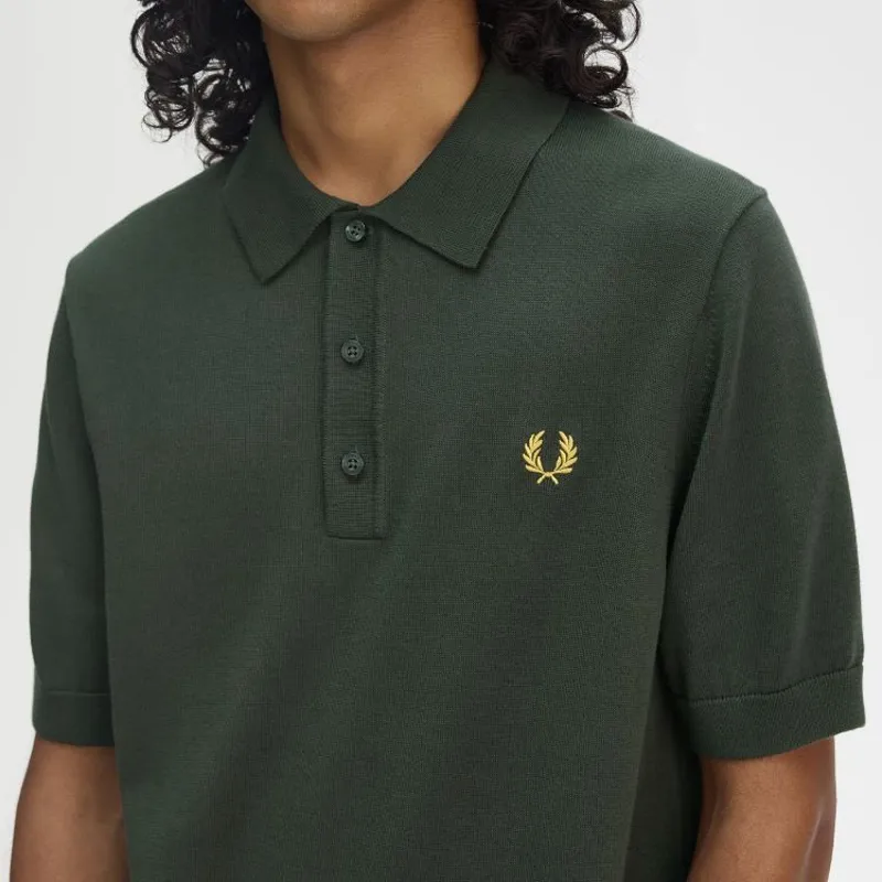 Fred Perry Cotton Knitted Shirt - Court Green-2