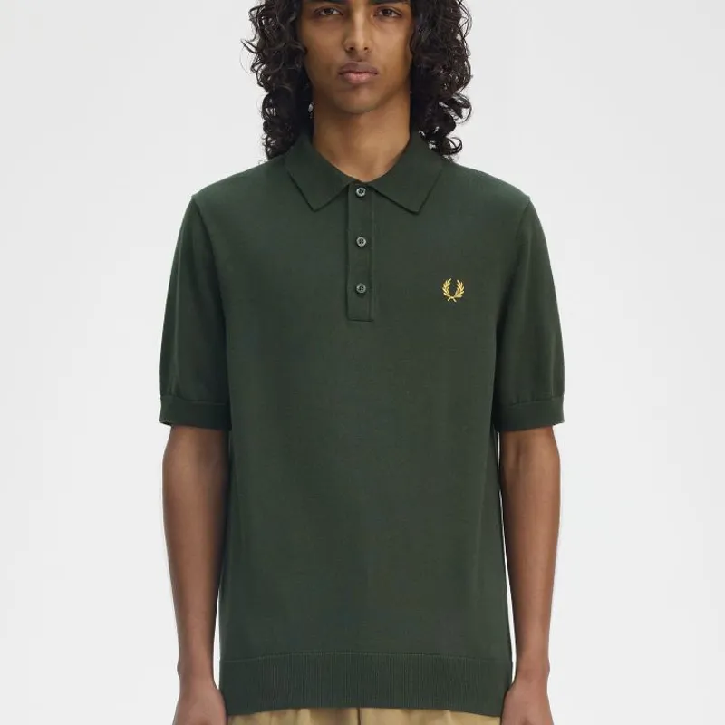 Fred Perry Cotton Knitted Shirt - Court Green-3